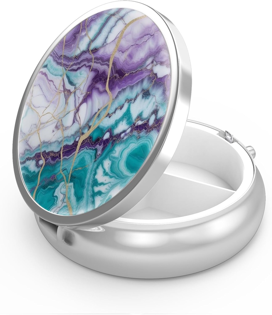 Pudełko na pióro 3 pojemnik na małe pióro, przenośny do pojemnika na pióro do przechowywania witamin, lekarstwa, olej rybny i suplementy (Teal Blue Marble)