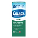 Colace 2- In-1 Stool Softener Plus Stymulant Laxative dla łagodnego skutecznego leczenia zaparcia, Docusate Sodu Plus Sennosides, 60 Count
