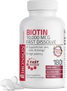 Bronson Biotin 10,000 MCG Lozenges szybko rozpuszcza wysoki potencja Wspiera włosy, skóry i paznokci mieszany aromat Berry - Non-GMO, 180 Wegetarian Lozenges