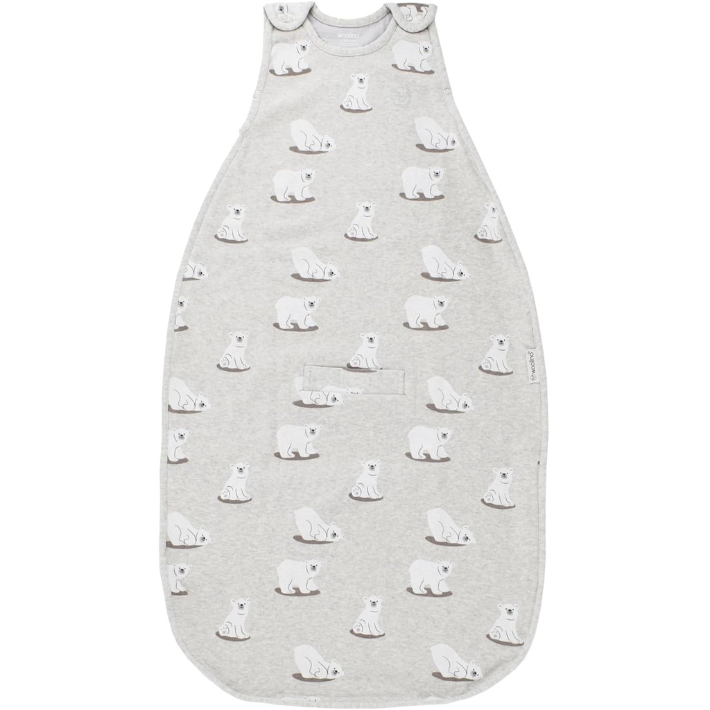 Woolino 4 Sezon Sleep Sack - Ultimate Merino Wool i Organic Cotton Sleeping Bag - Two-Way Zipper Regulowany uniwersalny rozmiar Sleep Sack for Baby (2- 24 Miesiące) - Niedźwiedź polarny