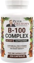 Zbalansowany kompleks witaminy B 100mg 250 Kapsułek, Energy and Metabolic Support. Zawiera wszystkie witaminy B Peter Gillham 's Life Essentials,