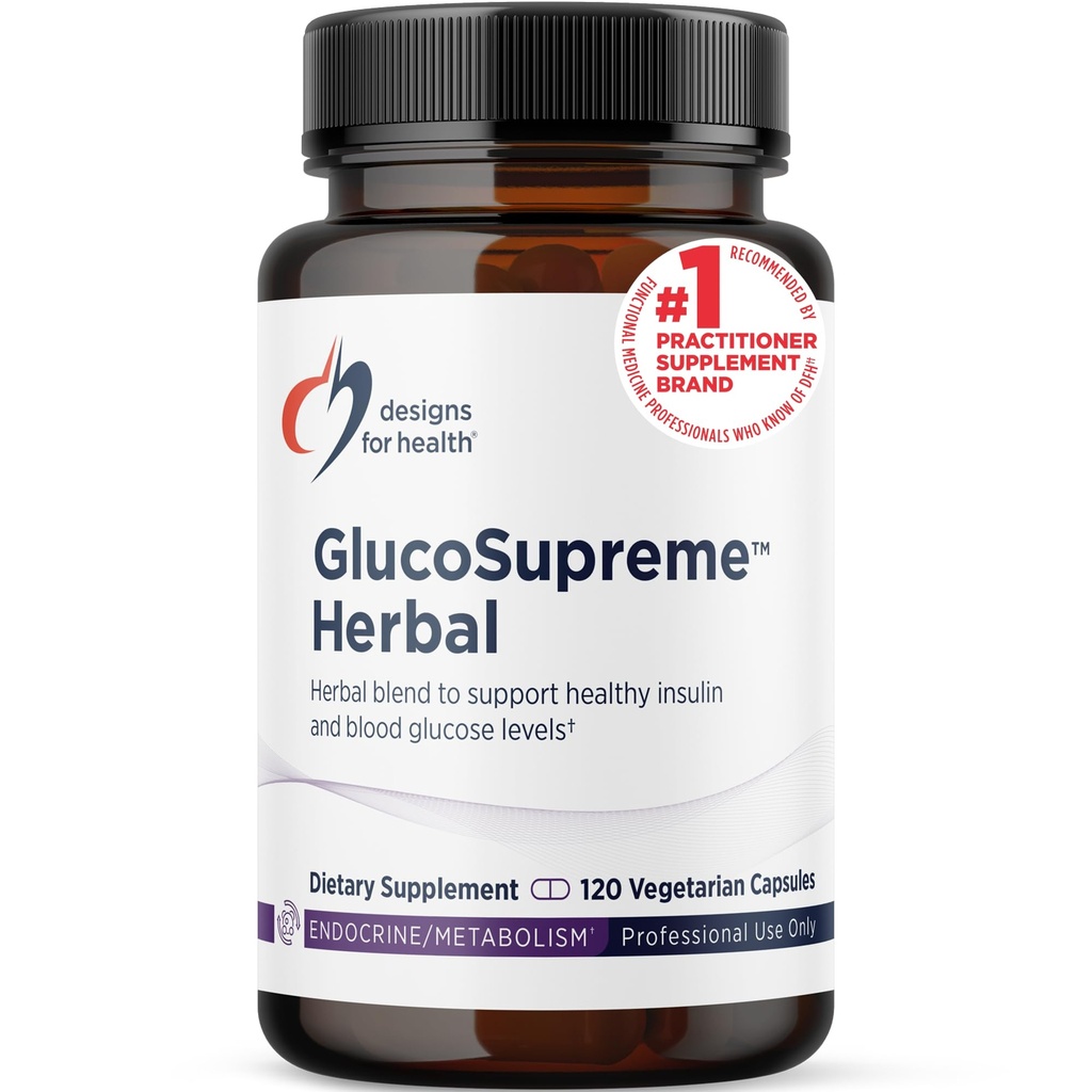 Designs for Health GlucoSupreme Herbal Supplement - Berberine HCl, Banaba, Ginseng + Cinnamon Extract - Vegan, Non-GMO Supplements (120 kapsułki)