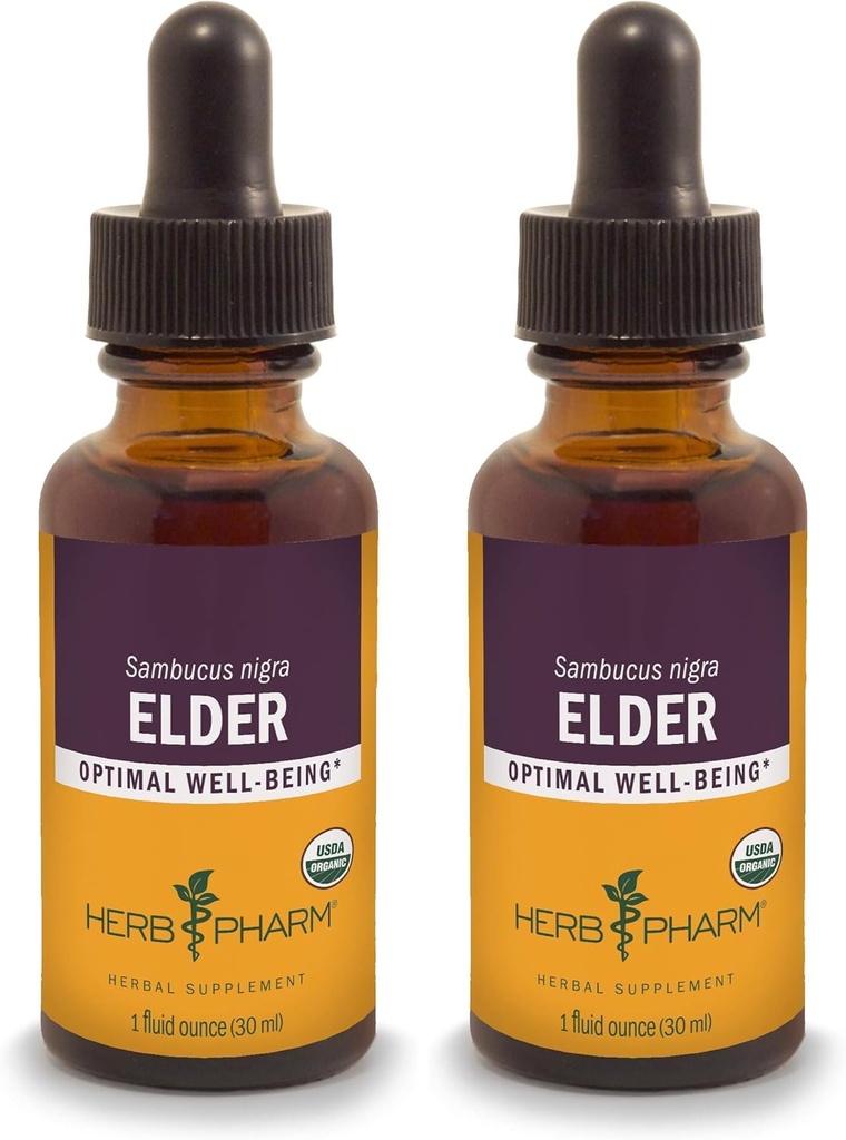 Herb Pharm Certified Organic Elder Liquid Extract - 1 unce (Opakowanie po 2)