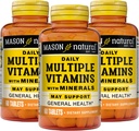 MASON NATURAL Daily Multiple Vitamins with Minerals - 24 Essential Vitamins and Minerals, All in One Multivitamin, Supports Overall Health, 60 Tablets (Pack of 3)