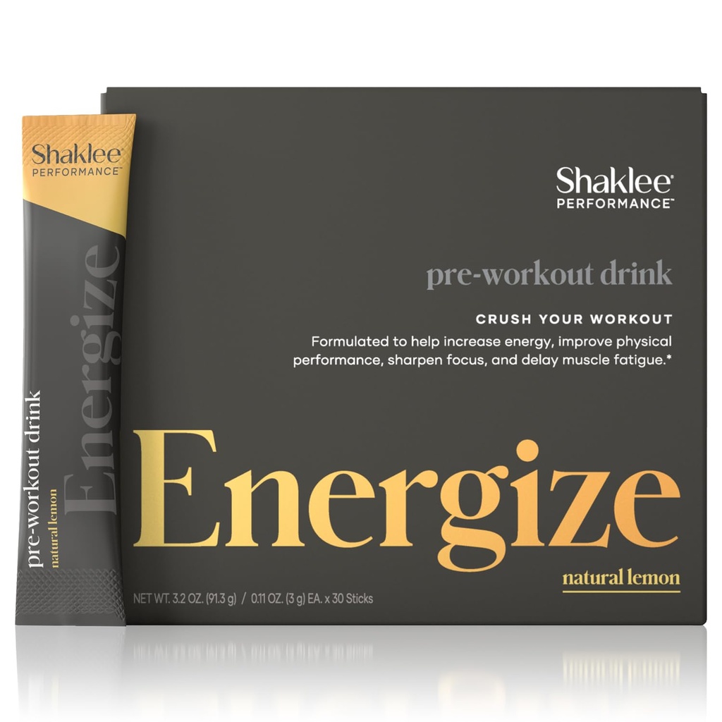 Shaklee - Performance Pre- Workout Energy Drink - Green Tea Extract Lemon Flavor - Energy Boost - Beta- Alanine & L- theanine - 100mg Caepine, 800mg Beta- Alanine i 100mg L- 30 Servings