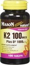 Mason Naturalna witamina K2 100 µg Plus D3 1000 j.m. Tabletki 100 Liczenie na butelkę Opakowanie po 3 Razem 300 Tabletki