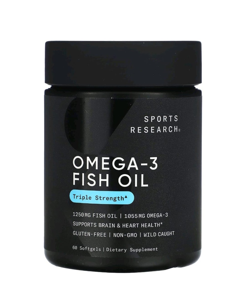 Sports Research Omega-3 Fish Oil, Potrójne siły, 60 Softgels