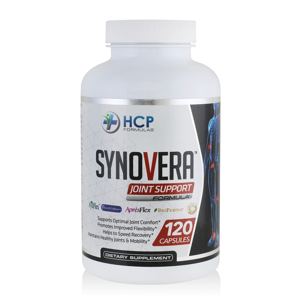 Synovera - Joint Support Complex with Turmeric Extract & Collagen - Mobilność i elastyczność - Zdrowe połączenia, Tendon, Ligament i Synovial Tisk - Suplement diety - 120 Czapki