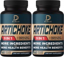 Ekstrakt z karczocha Kapsułki 6650mg 4- Miesiące Dostawy - Support Trawienie, Zdrowie immunologiczne i równowagi ciała - Połączone 9 Herbs Papaya, Apple Pectin, Ginger & More - Non-GMO 2 Packs 60 Kapsułki