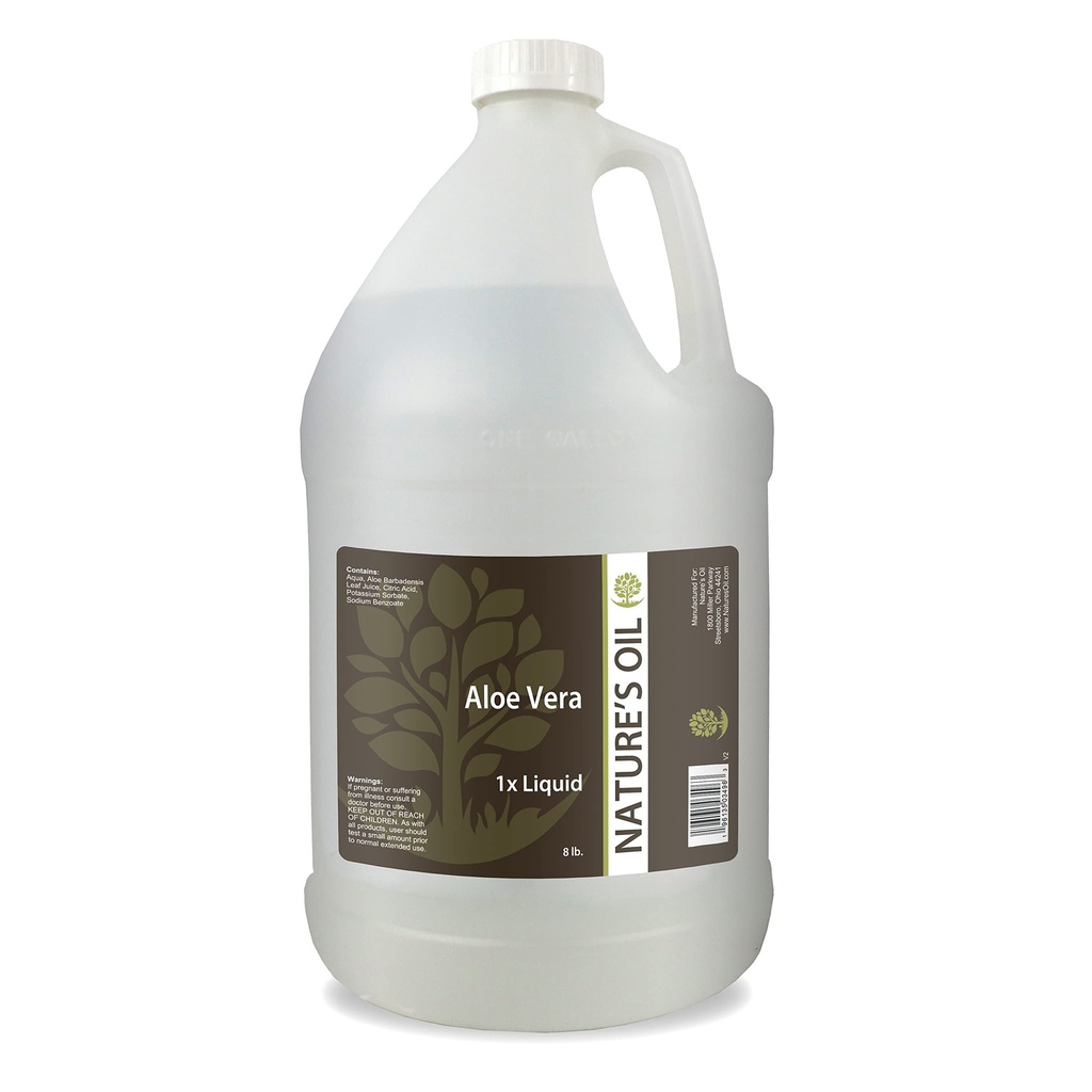 Natural 's Oil Aloe Vera Liquid 1x, 8lbs (1 Gallon) Pure Aloe Extract for Skin Care, Hair Care, and DIY Personal Care
