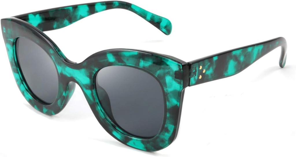 FEISEDY Retro Oversize Square Horn Okulary przeciwsłoneczne Semi Cat Eye Butterfly Glass Big Grube Odtłuszczona ramka B2572