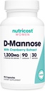 Nutricost D- Mannose z ekstraktem żurawinowym dla kobiet 1300mg 90 kapsułek