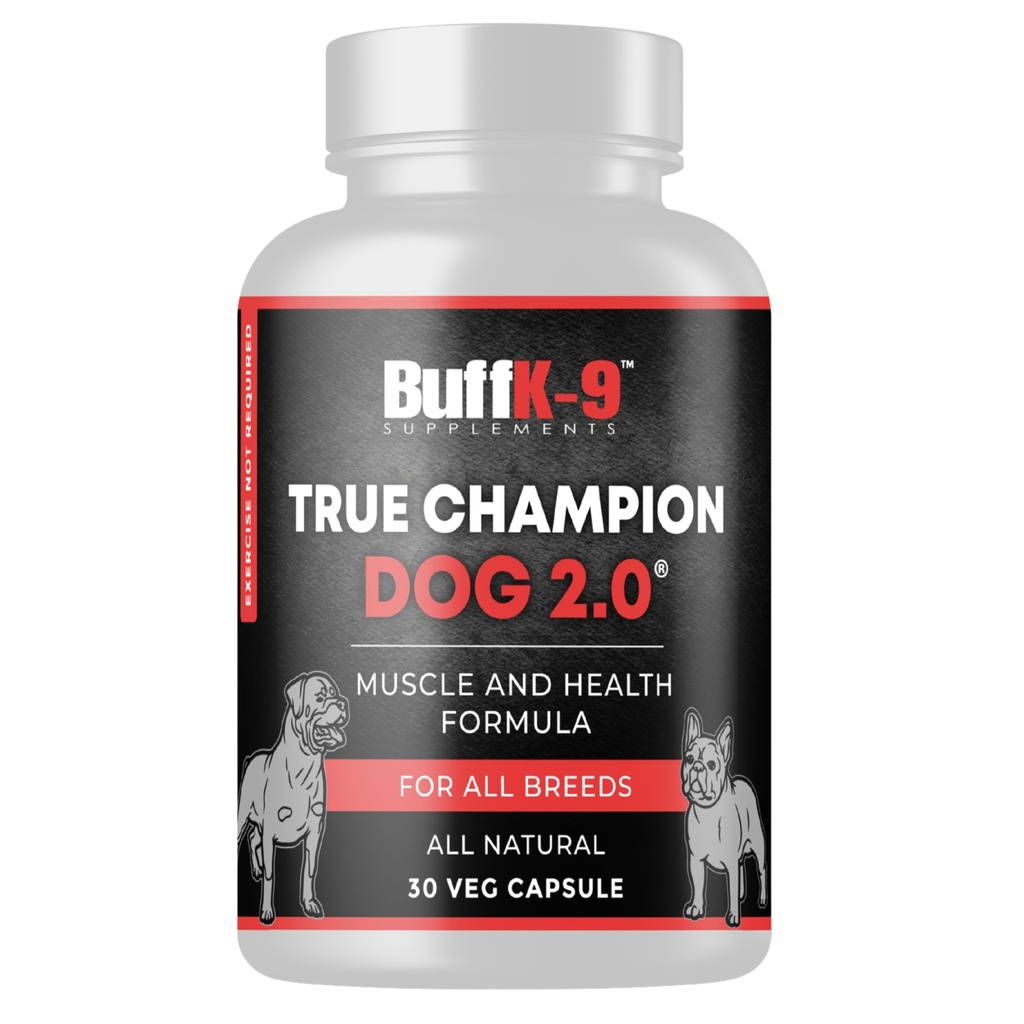 BufFK- 9 True Champ 2.0 Suplement do budowania mięśni dla psów, Wsparcie psów kapsułki z witaminą B6 B12 Ashwagandha Folate dla mięśni, kości i wspólnego wsparcia, 30 Kapsułki Veg