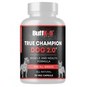 BufFK- 9 True Champ 2.0 Suplement do budowania mięśni dla psów, Wsparcie psów kapsułki z witaminą B6 B12 Ashwagandha Folate dla mięśni, kości i wspólnego wsparcia, 30 Kapsułki Veg