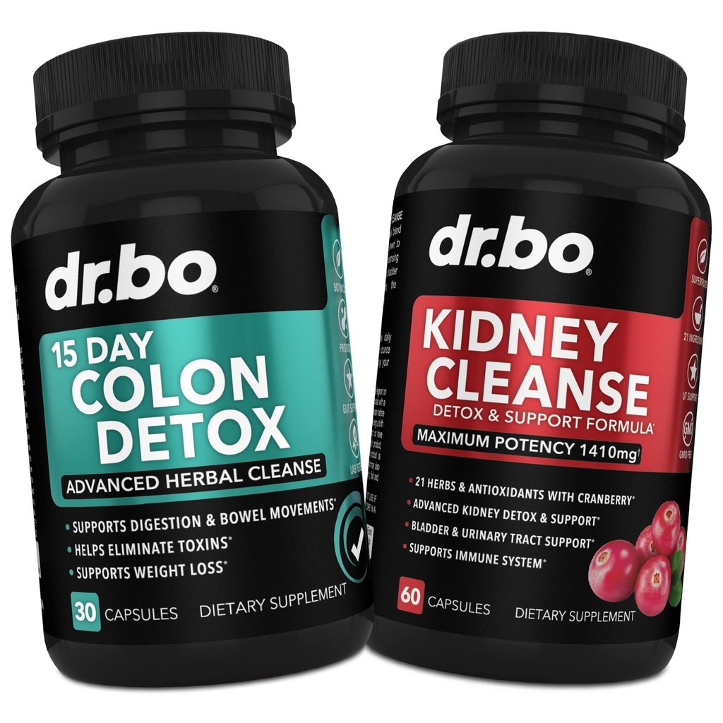 Colon & Nerki Cleanse Detox Supplement Supplement - 15-dniowe tabletki do czyszczenia jelit & Probiotyczne dla Bloating & Daily Bovel Movel Movement Flush - Pomoc Nerki, Bladder & Trakt moczowy Zdrowie