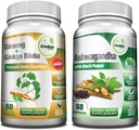 GreeNatr Premium Bundle for Holistic Well- Being: Organic Ashwagandha Kapsułki, z Black Pepper for Stress Relief, Plus Ginseng + Ginkgo Biloba Tablets, Tradycyjny booster energii.