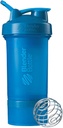 BlenderBottle Shaker Butelka z Pill Organizer and Storage for Protein Powder ProStak System, 22- Ounce, Cyan