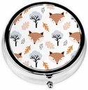 IBILIU Medicine Pill Case Automnal Cute Foxes and Leaves Portable Pill Box for Pocket Metal Medicine Organizator Witaminy 3