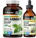 BIO KRAUTER Spearmint 250 Kapsułki & Piła Palmetto Tincture 4 Fl. Oz.