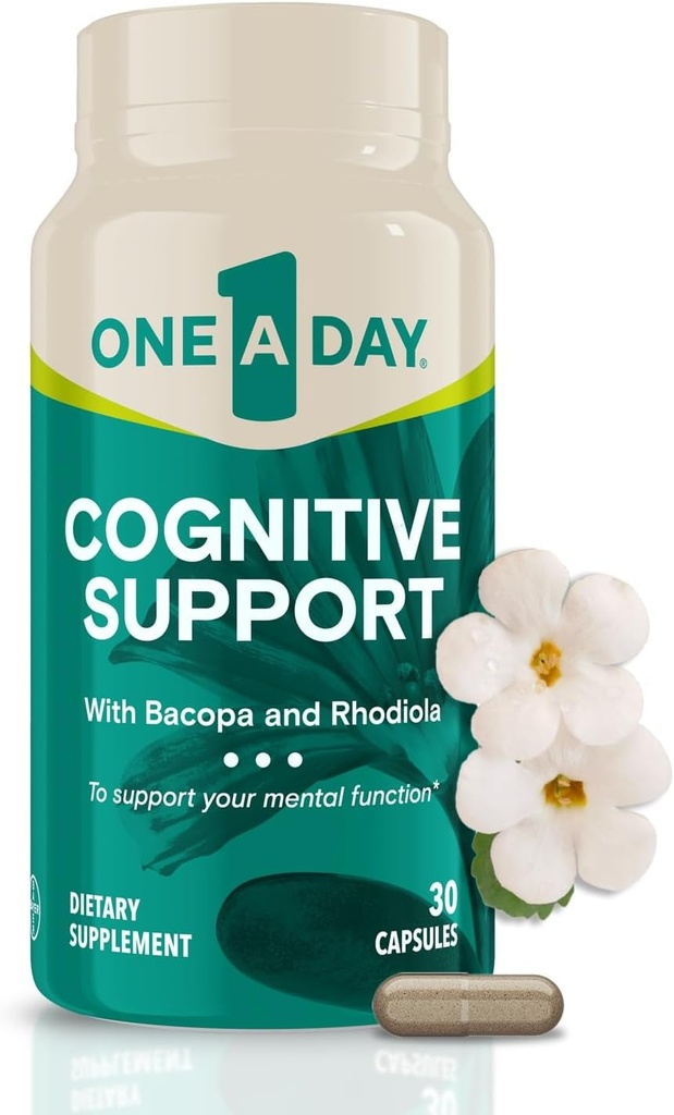 One A Day Cognitive Supplement - Brain Supplement to Supplement to Supplement Cognitive Performance for Men and Women with Bacopa. Zawiera również Rhodiola, & Święty Basil, 30 Kapsułki (Opakowanie może Vary)