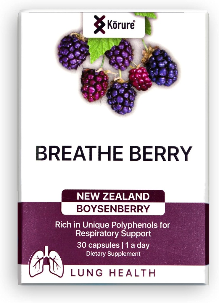 Breathe Berry Boysenberry Natural Healthy Płuca Suplement, Wspiera zatory w klatce piersiowej, Mucus i zwiększa ogólne Wellness oddechowe Zdrowe Płuca Suplement