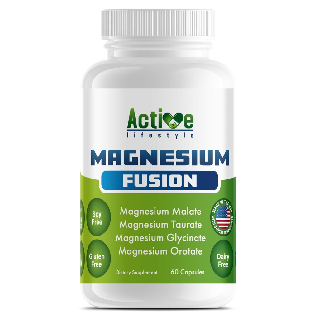 Active Lifestyle 4X Magnezu Suplement, Magnezu Glycinate, Taurate, Malate, Kompleks Orotacyjny, Spokojny Sen, GMO Free, Gluten Free, Soy Free, Dairy Free, Lab Tested, Made in USA