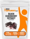 BulkSupplements.com Elderberry Extract Powder - Elderberry Sourced from Black Elderbrry, Immune Supplement - Gluten Free - 175mg per Serving, 500g (1.1 lbs) (Opakowanie po 1)