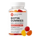 iRestore Gummies Biotin 10.000 µg - 3 Naturalne aromaty owocowe, Witaminy Włosy Multi Supplement for Hair Skin and Nails for Women & Men, 60 Wegan Gummies, 30 Day Supply