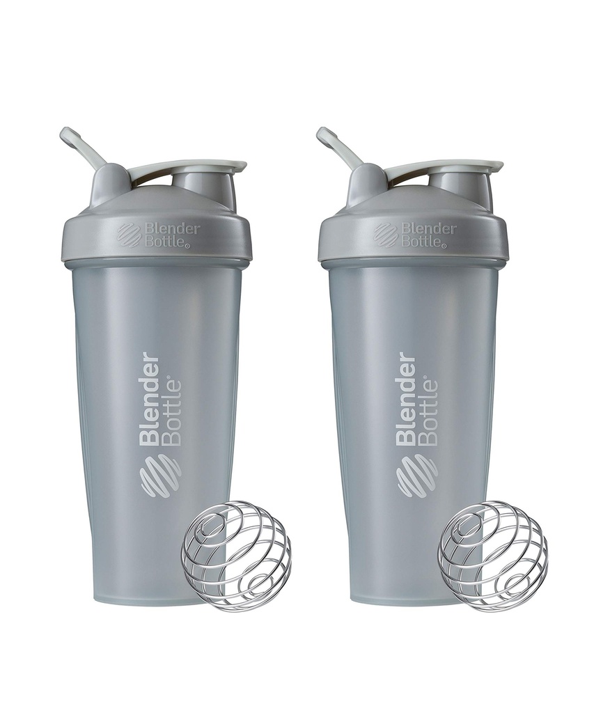 BlenderBottle Classic Shaker Butelka Perfect for Protein Shakes and Pre Workout, 28- Ounce (2 Pack), Pebble Grey