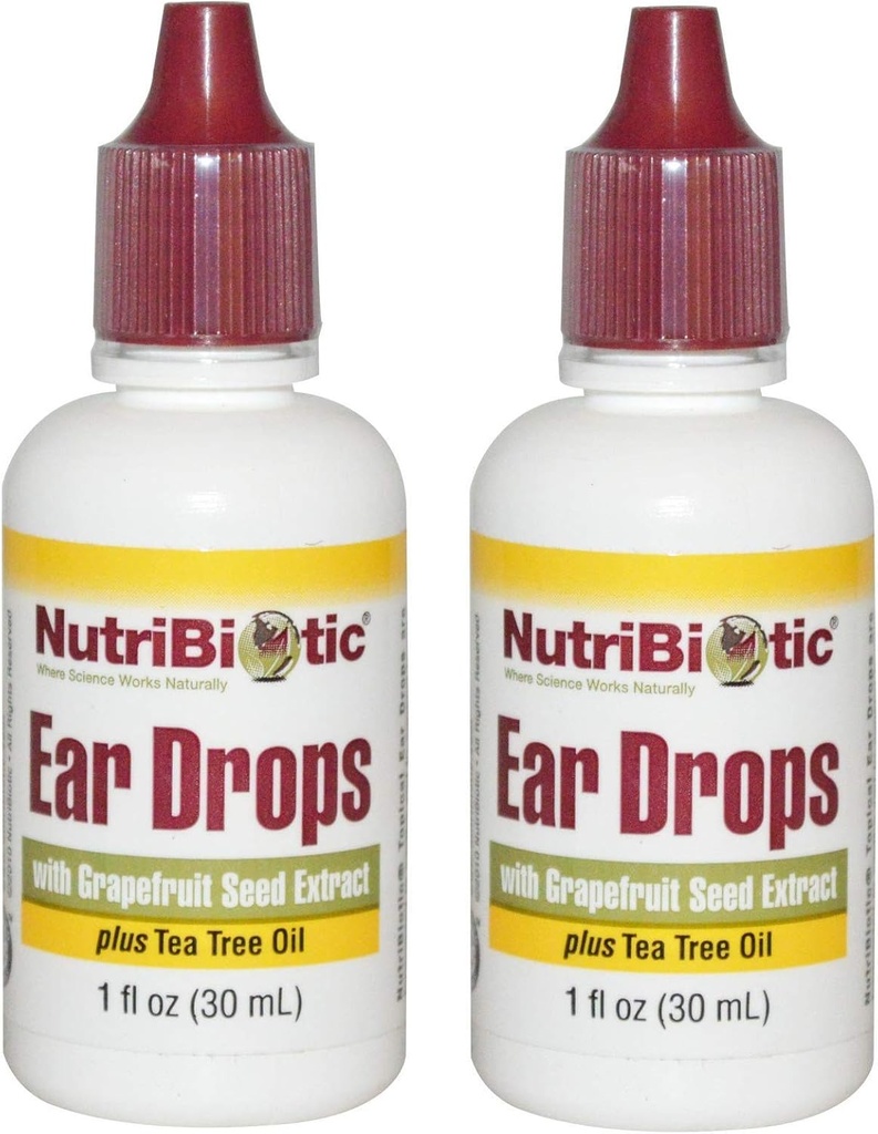 Nutric Biotic Ear Drops z Grejpfrutowy Seed Extract i Tea Tree Oil (Opakowanie 2), 1 Oz Każdy