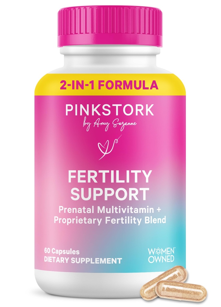 Różowe suplementy płodności bocian dla kobiet 124; 2- in-1 Wsparcie Conception z Inositol, Vitex & Vitamin 124; Regularność cyklu, Hormon Równowaga & Reproductive Wellness 124; 60 Kapsułki