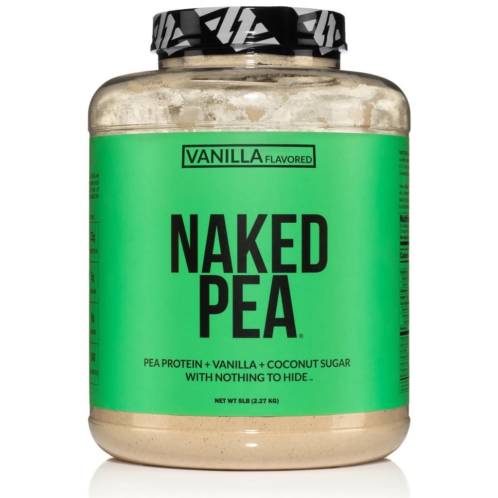 Naked Pea - Vanilla Pea Protein - Pea Protein Isolate from North American Farms - 5lb Bulk, Plant Based, Vegetarian & Vegan Protein. Łatwy do Digest, Non-GMO, Gluten Free, Laktoza Free, Soy Free
