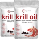 2 Pack Antarctic kryll Supplement, 1000mg Per Serving, 120 Soft- żele Każdy, bogaty w Omega- 3, EPA, DHA & Astaxanthina, Supports Brain Health, Premium oleju krylowego Kapsułki płynne Softgels