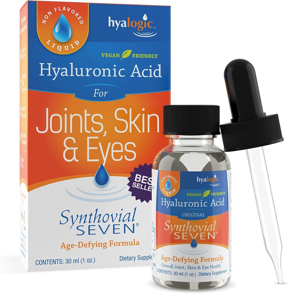 Synthovial Hyalogic Seven Hyaluronic Acid Liquid - HA Joint Support - Vegan - 1 oz