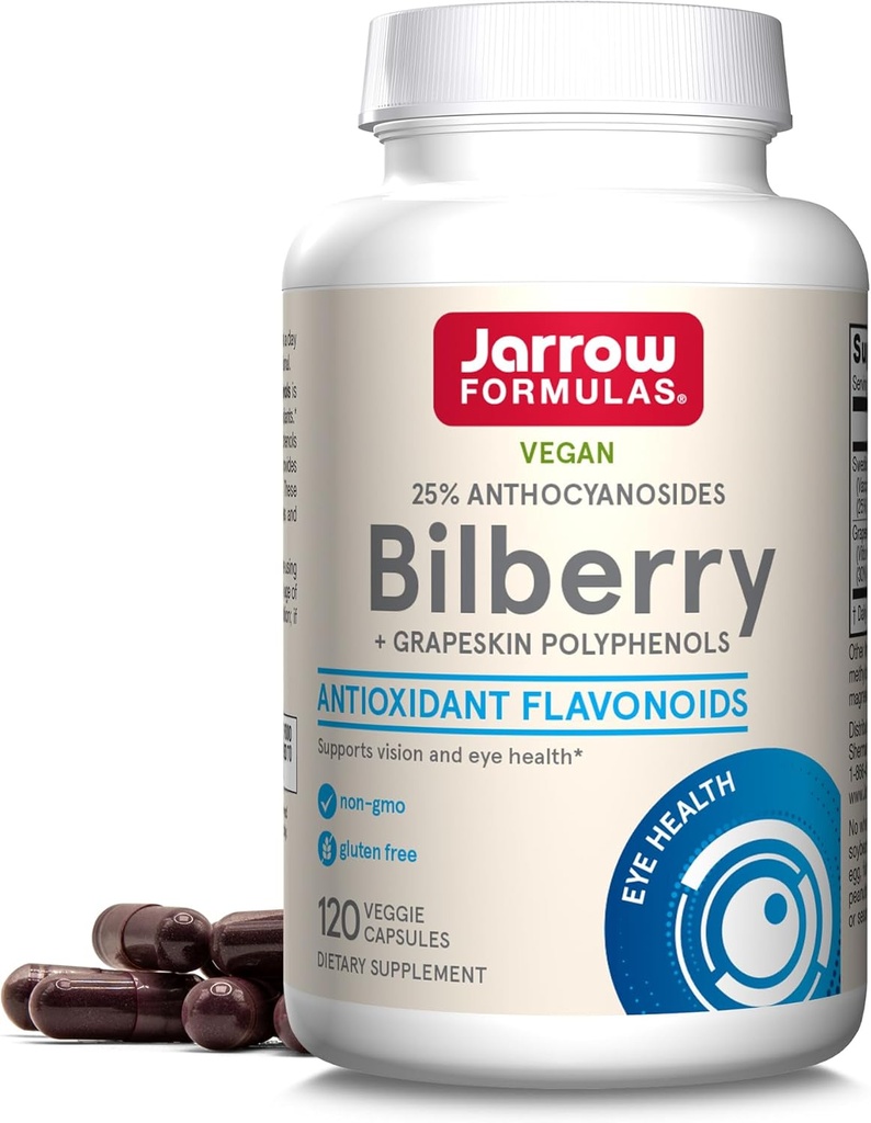 Jarrow Phillips Bilberry & Grapeskin Polifenole Kapsułki - 120 Count - Bilberry Supplement for Eyes - Antioksydant Supplement - For Eye Health - Vegan - Non-GMO