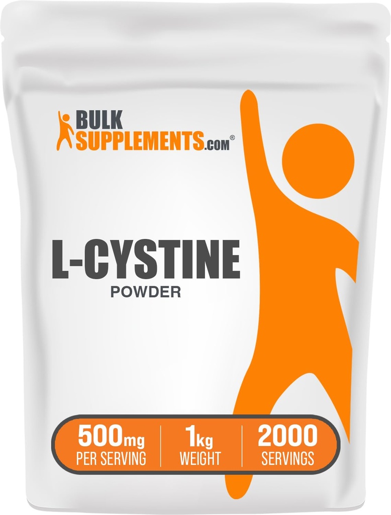 BulkSupplements.com L- Cystyna w proszku - L- Cystyna 500 mg, Suplement L- Cystyna, Suplement Amino Acid - do wsparcia immunologicznego, Gluten Free, 500 mg na serwowanie, 1 kg (2,2 kg) (Opakowanie 1)
