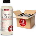 Jarrow EFLAS Organic MCT Oil - 16 fl oz - Fast Fuel for Brain & Muscles - Captil (C8) + Capric Acid (C10) - Ketogenic Diet Friendly Supplement - Unflavored (Opakowanie 12)