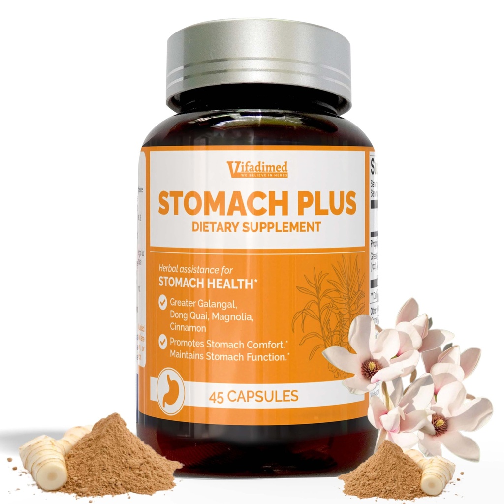 Żołądek Plus- dla żołądka, Gastritis, Żołądek Lining Naprawa, Refluks kwasowy, Heartburn, Niestrawność, z Galangal, Dong Quai, Cynamon i Magnolia- 45 Kapsułki