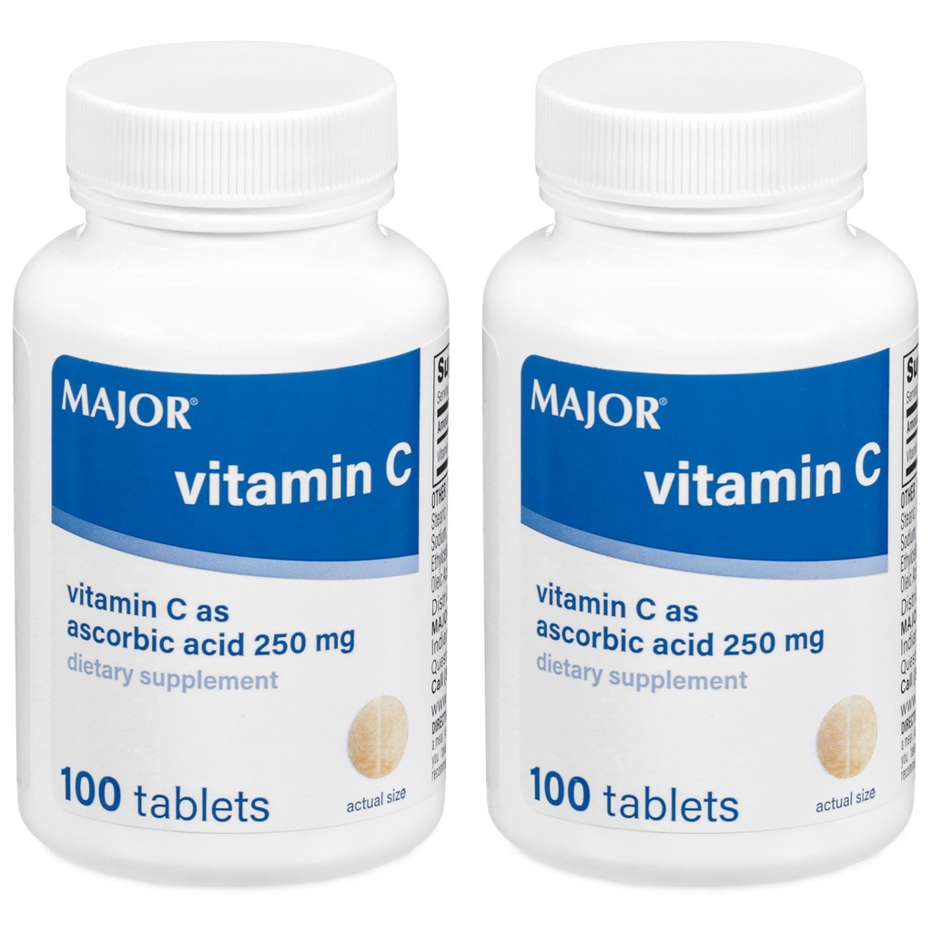 MAJOR Vitamin- C 250 mg Askorbic Acid Tablets, 100 CT - opakowanie po 2
