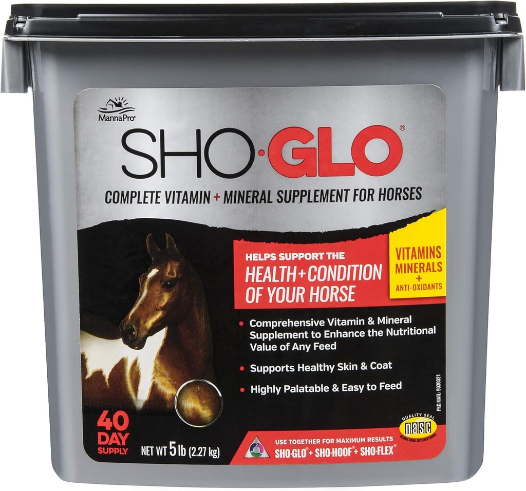 Manna Pro Sho- Glo Suplement dla koni 124; Kompletna witamina i suplement mineralny dla zdrowej skóry & Coat