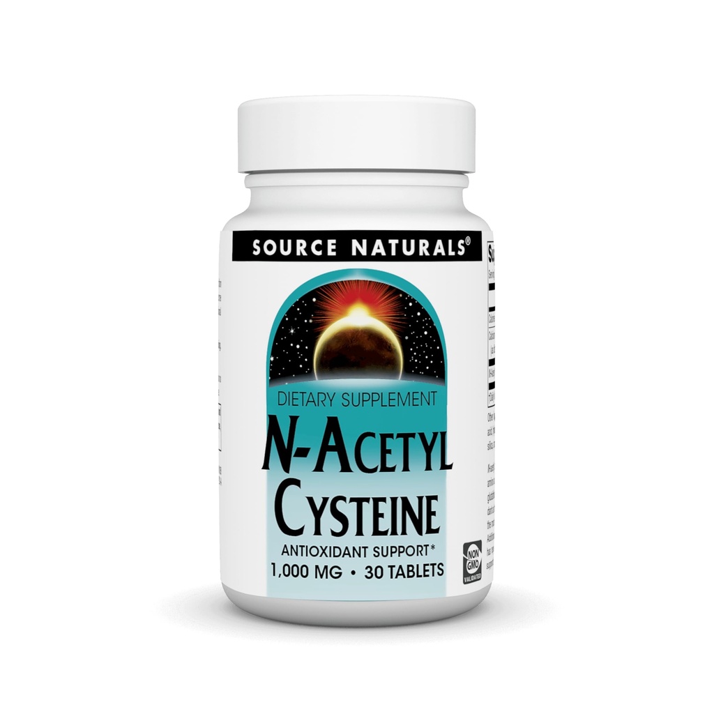 Źródło Naturals N- Acetyl Cysteina Przeciwutleniacz Wsparcie 1000 mg Suplement diety, który wspiera zdrowie układu oddechowego * - 30 Tabletki