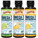 Barlean Omega 3 Fish Oil Liquid Supplement 3- Flavor Variety Pack for Men and Women, EPA i DHA Fatty Acid, zawiera Key Lime Pie, Lemon Crème i Mango Peach Flavors, 8 oz