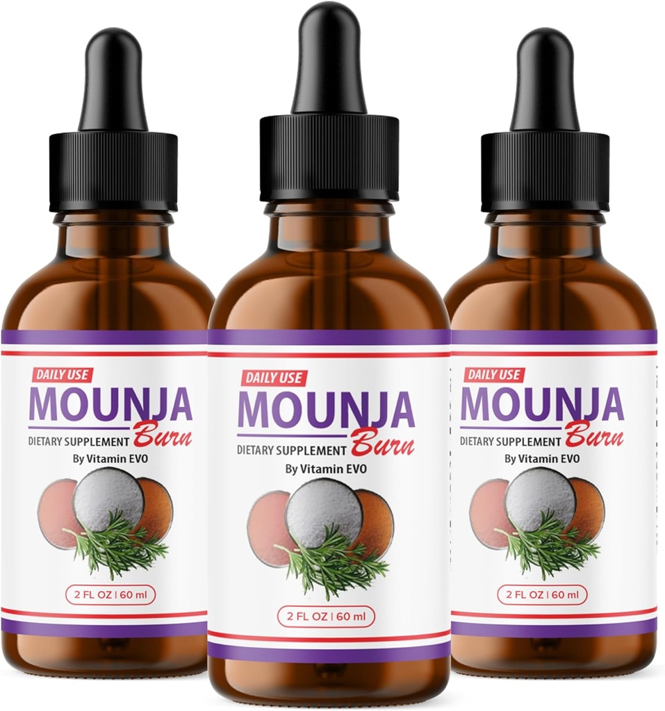 (3 Pack) Mounja Burn Drops - Oficjalna Formuła - Mounja Burn Dietetic Supplement Drops, Mounja Liquid Drops Maximum Strength