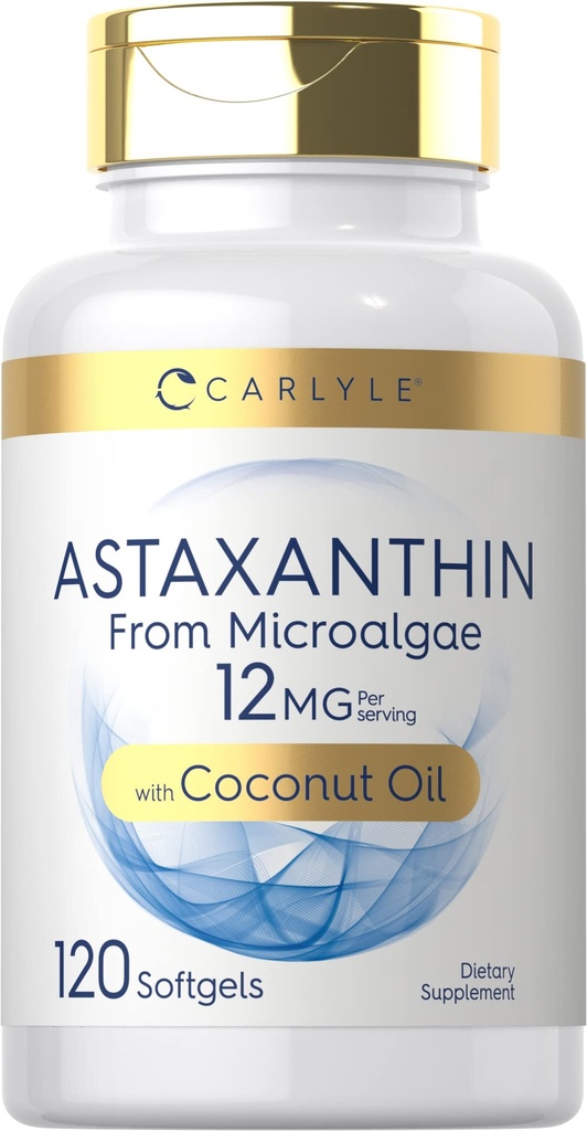 Carlyle Astaxanthine 12mg Bilans 124; 120 Softgels Bilans 124; Suplement z mikroalg Bilans 124; z oleju kokosowego 124; Non- GMO & Gluten Free