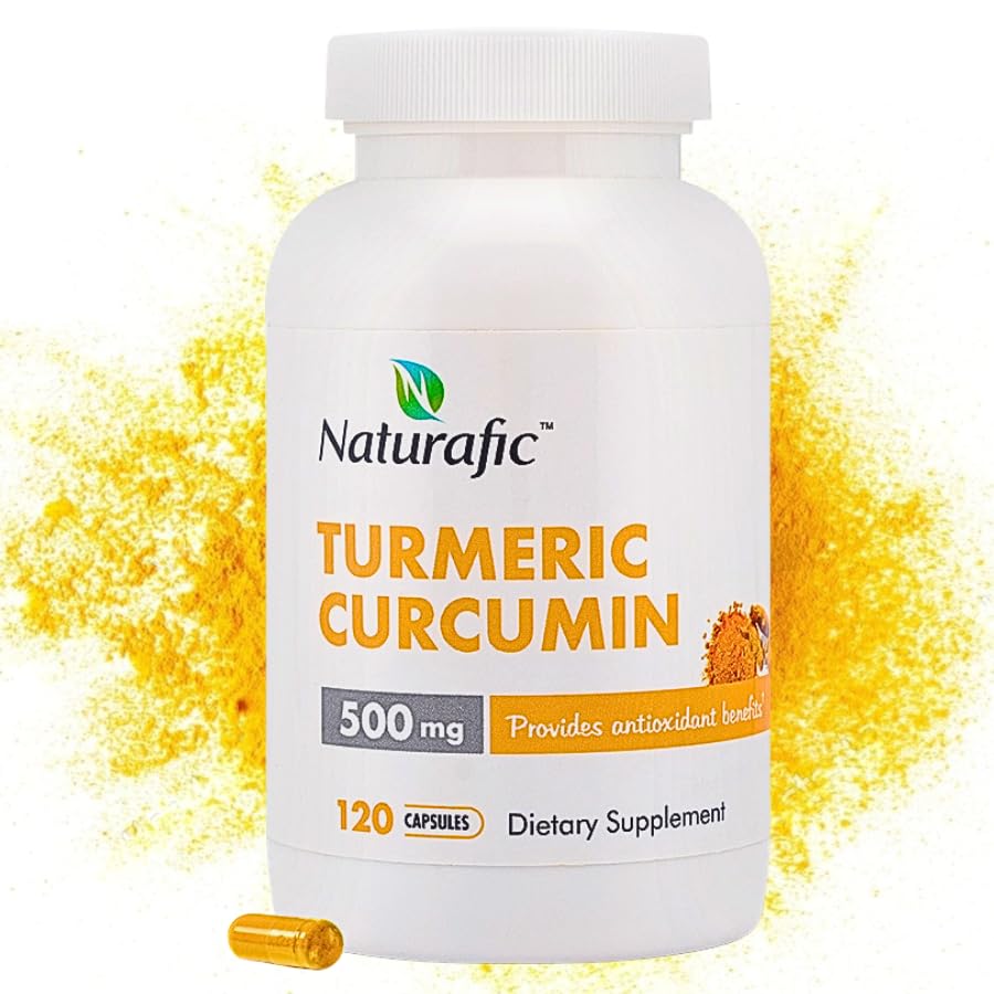 Kurkumina kurkuminowa z kapsułkami z piperyną - 500 mg na kapsułkę, 120 Count - Suplement z czarnym pieprzem do zwiększonej absorpcji Non-GMO, Gluten- Free