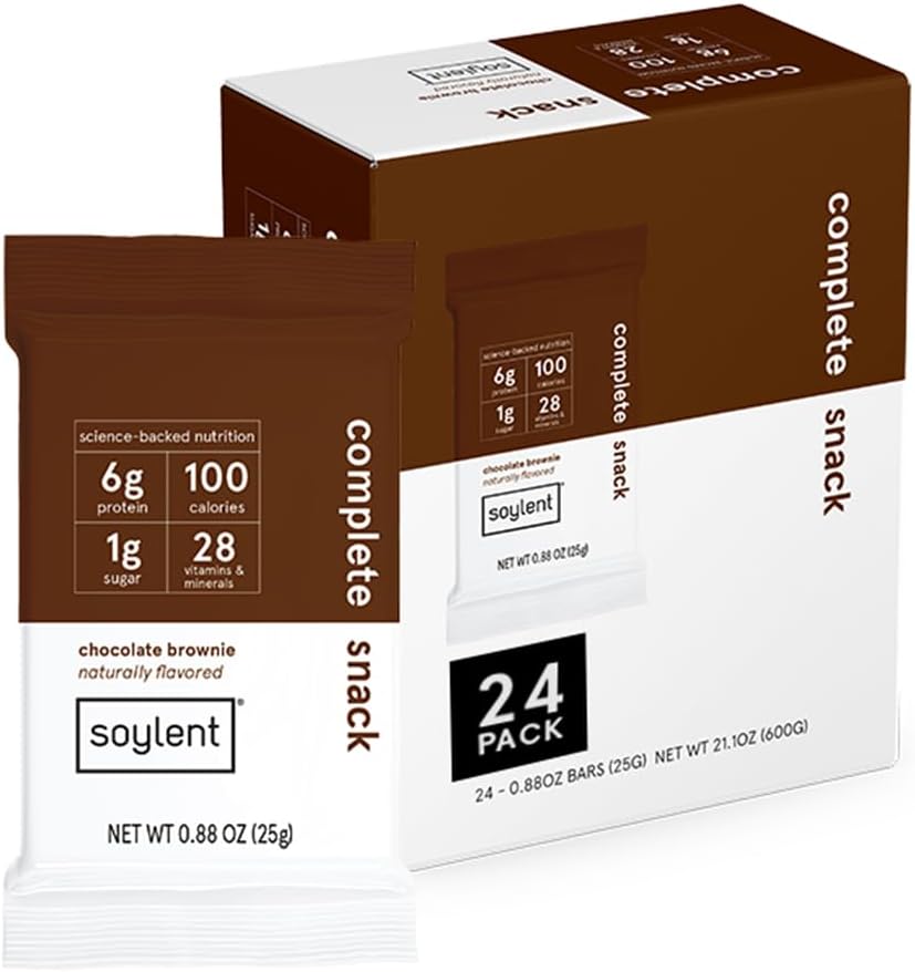 Sojlent Snack Mini Bary proteinowe - Czekoladowe Brownie, 1 g cukru, Bary proteinowe, Gluten Free, 6g Vegan Energy - 24 liczenie