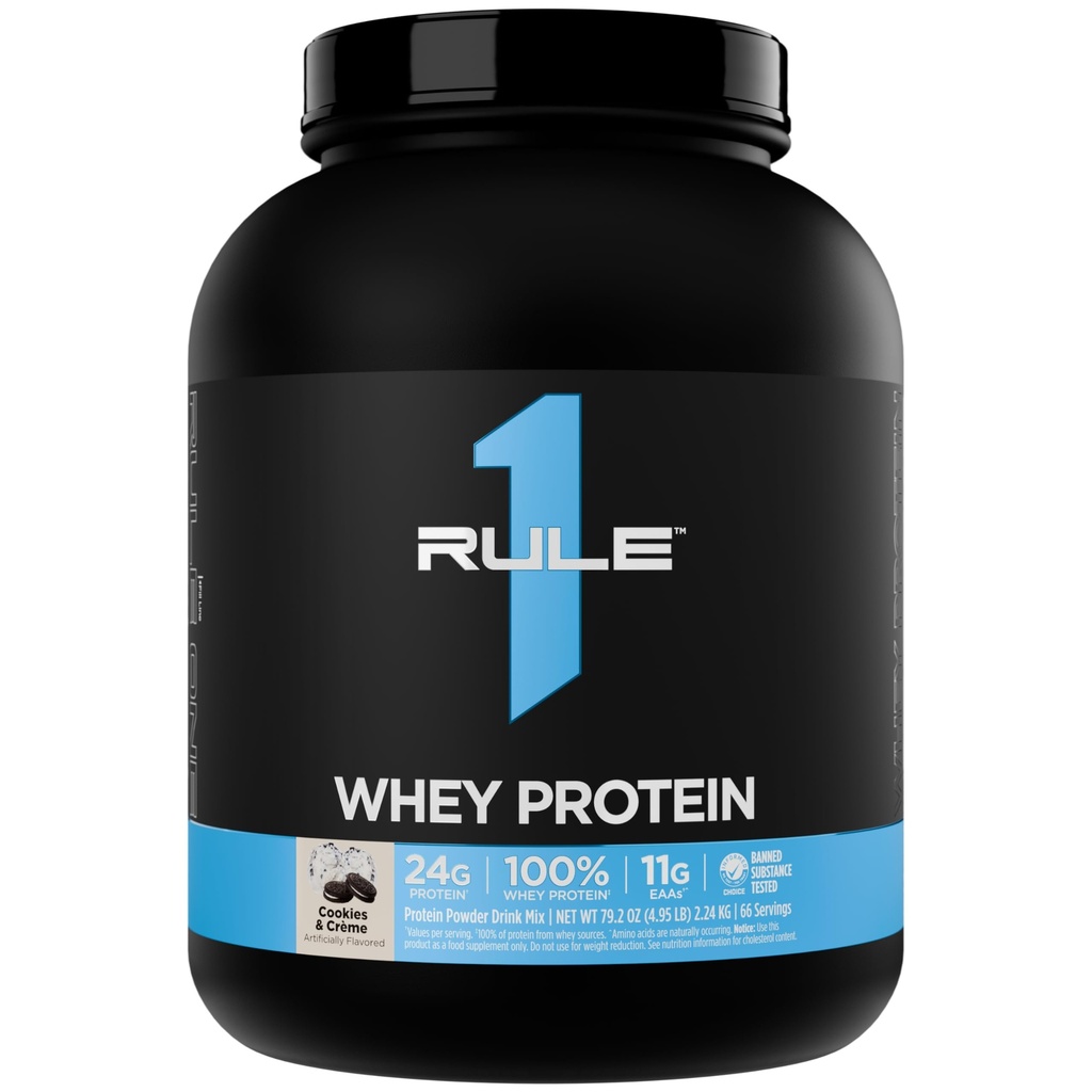 Artykuł 1 Białko serwatki - 24g Białko szybko działające z All- Whey Sources z naturalnie występującymi EAA & BCAA do odzyskiwania lub wykorzystania w każdej chwili (5 funtów *, Cookies & Crème)