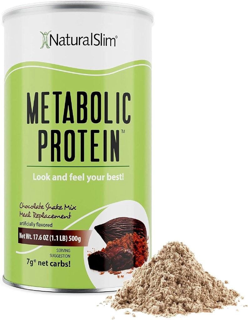 NaturalSlim Metaboliczne proteiny serwatki w proszku Czekolada - Niskie węglowodany, Mieszane Shake zastępczy w / witaminy, Minerals & Amino Acid L- glutaminy 124; Wielki smak i bardzo napełniające się shake protein, 10 Słupki, 17.6oz