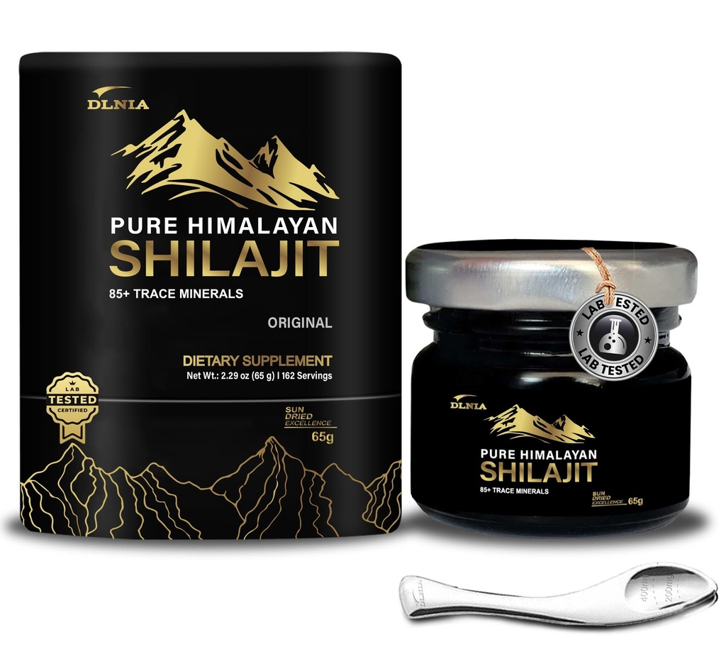 Shilajit Pure Himalayan Organic Shilajit Resin suplement - Gold + Klasa 85 + Minerały z 75% kwasu Fulvic, Całkowita energia i wsparcie immunologiczne, Czysty Shilajit dla mężczyzn i kobiet, 65g