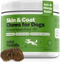 Deley Naturals Skin & Coat Chews - Pies alergia Chews Omega 3 Fish Oil, Biotin, Kolagen i witamin esencjonalnych - Wsparcie Dog Itching Skin Relief, Redukuje suchość i zdrowy płaszcz - Made in USA